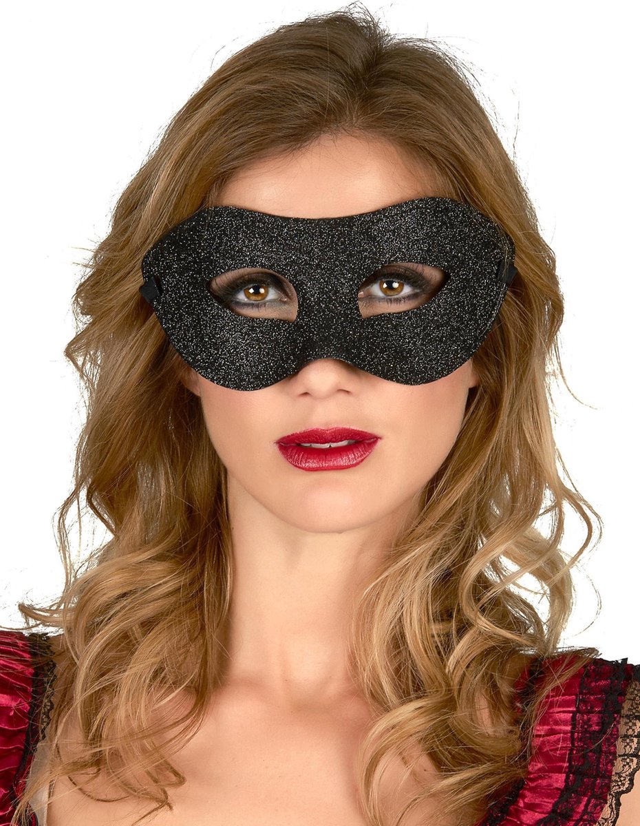   - Zwart blinkend halfmasker voor volwassenen. -   > Venetiaanse maskers